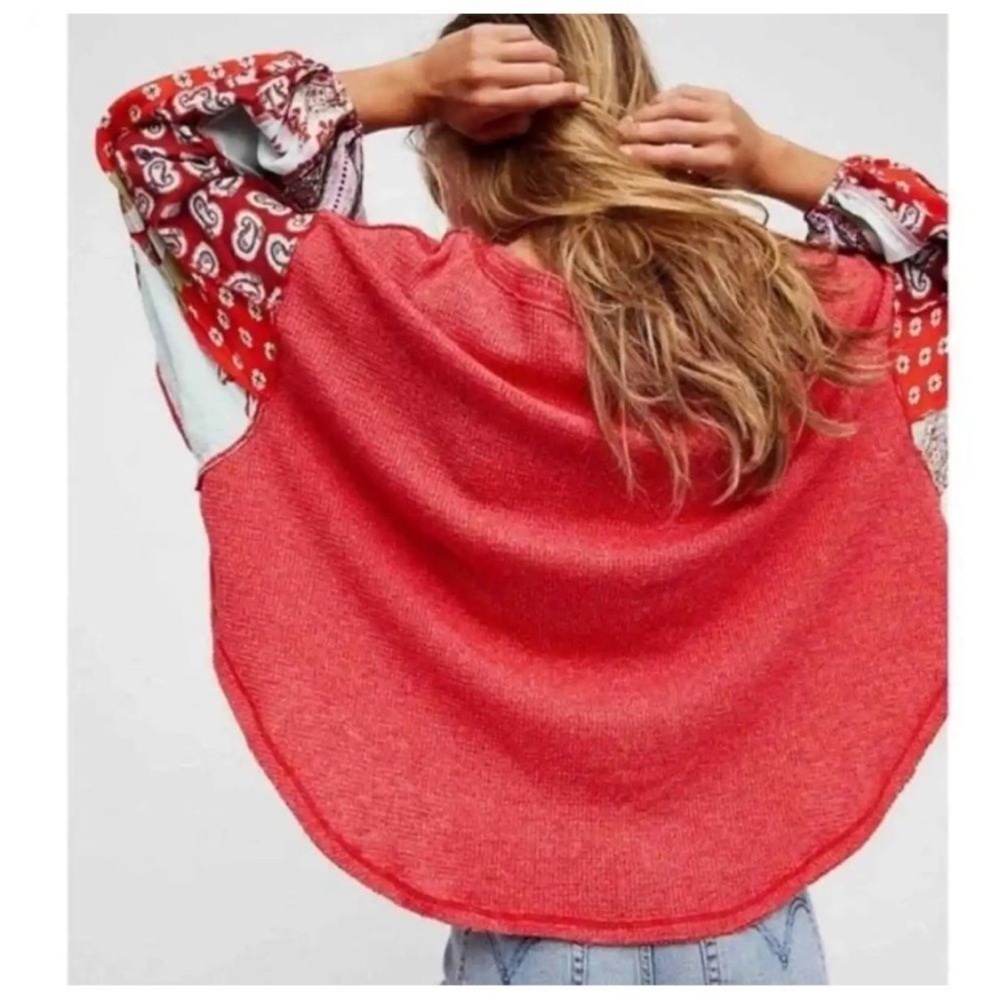 We The Free Red and Multicolor Blouse